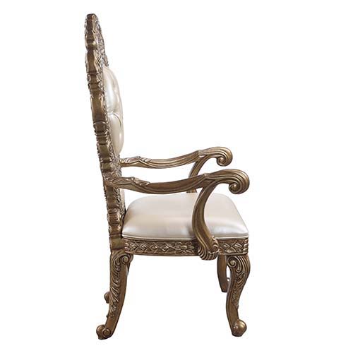 Constantine - Arm Chair Set of 2) - Synthetic Leather , Brown & Gold