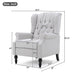 Tufted Arm Chair Recliner With Wingback Style, Pushback Mechanism - Light Gray