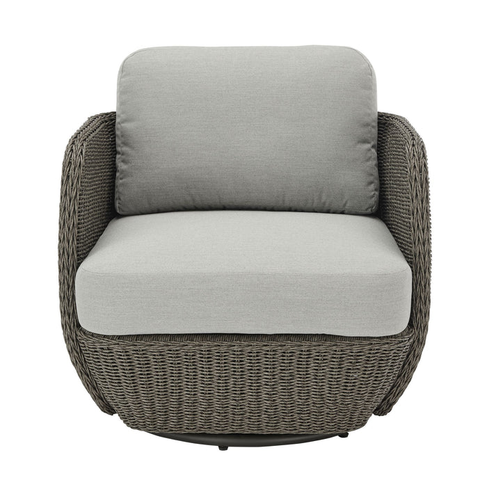 Amira - 3-Piece Outdoor Swivel Lounge Chair Conversation Set - Light Gray / Deep Bronze