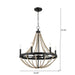 Starry - Chandelier 6 Candle Light Wood Beaded Pendant Light For Dining Room - Black / Clear