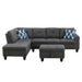 Alger - Left Hand Facing Sofa & Chaise With Ottoman - Dark Gray