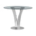 Celina - Modern Contemporary Round Tempered Glass 48" Pedestal Base Dining Table Seats Up To 4 - Shiny Nickel
