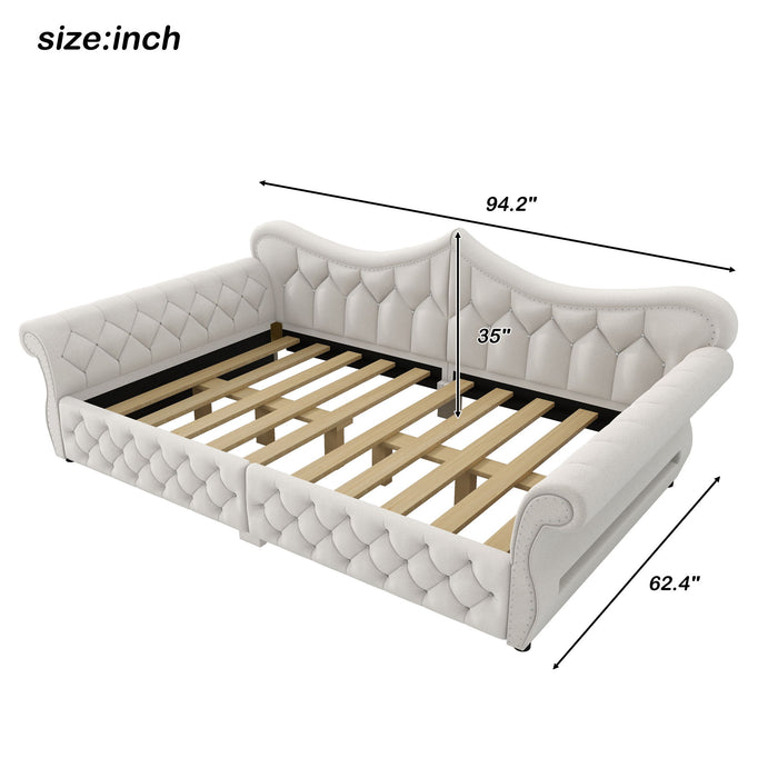 Upholstered Daybed With LED Lighting And Nailhead Trim