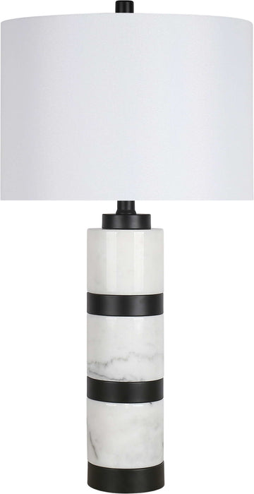 "Marble Harmony" Marble Table Lamp - White Marble / Matte Black