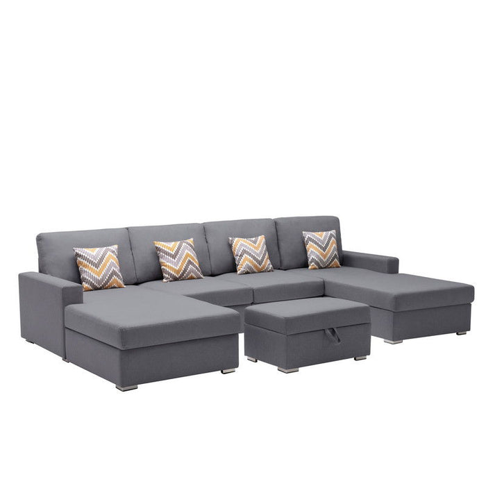Nolan Fabric 5 Piece Sectional Sofa - Thumbnail 4