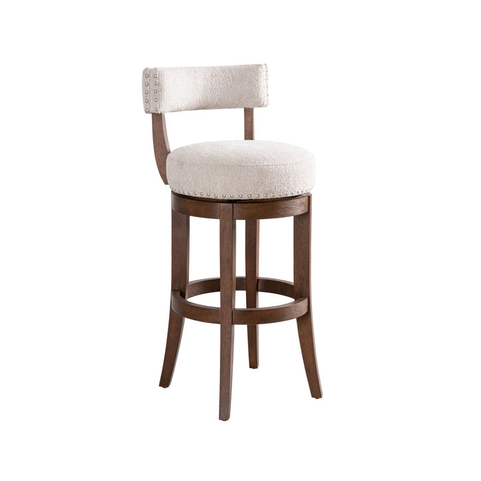Mystic - Solid Wood Upholstered 30" Bar Height Swivel Barstool