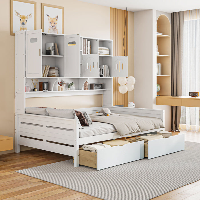 Daybed With All-In-One Cabinet And Shelf