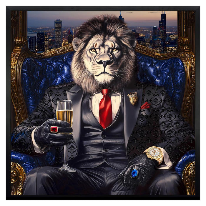 Regal Lion's Toast - 35" x 35" Framed Wall Art