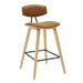 Fox - Counter Height Curved Back Wood Bar Stool With Faux Leather Seat