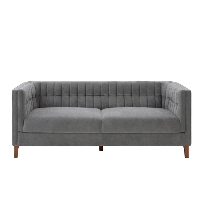 Modern 3 Seater Sofa, Upholstered Couch With Curved Armrests
