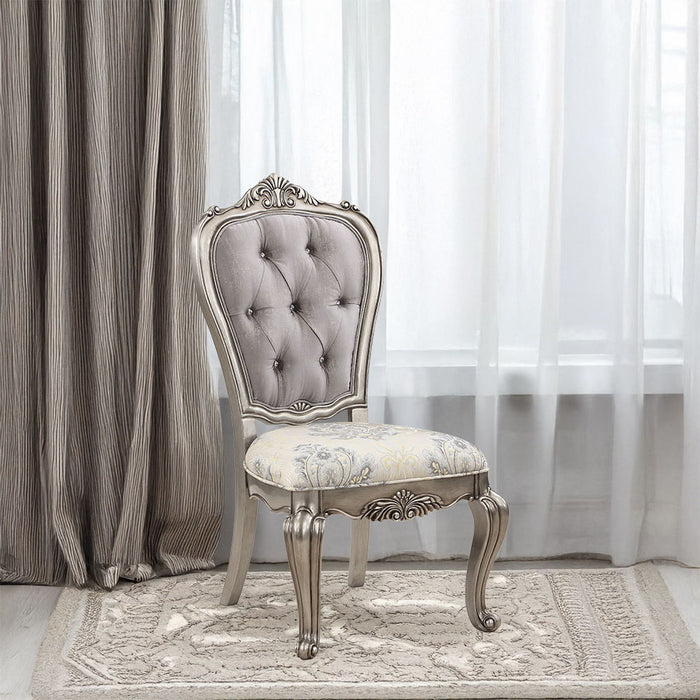 Ariadne - Side Chair Set of 2) - Velvet & Antique Platinum