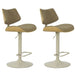 Leland - Adjustable Swivel Curved Back Wood Bar Stool With Faux Leather Seat