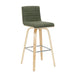 Vienna - 39.5" Swivel Bar Height Square Back Wood Bar Stool With Faux Leather Seat