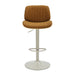 Brock - Adjustable Swivel Curved Back Wood Bar Stool With Faux Leather Seat