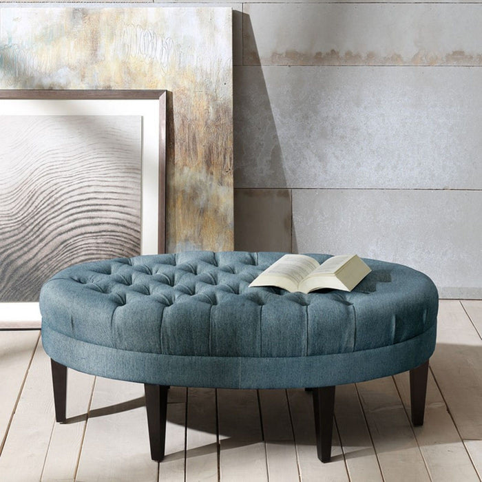 Martin - Surfboard Tufted Ottoman With Button Tufting - Blue