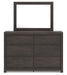 Fraluna - 3 Pc. - Queen Panel Storage Bed, Dresser And Mirror - Charcoal