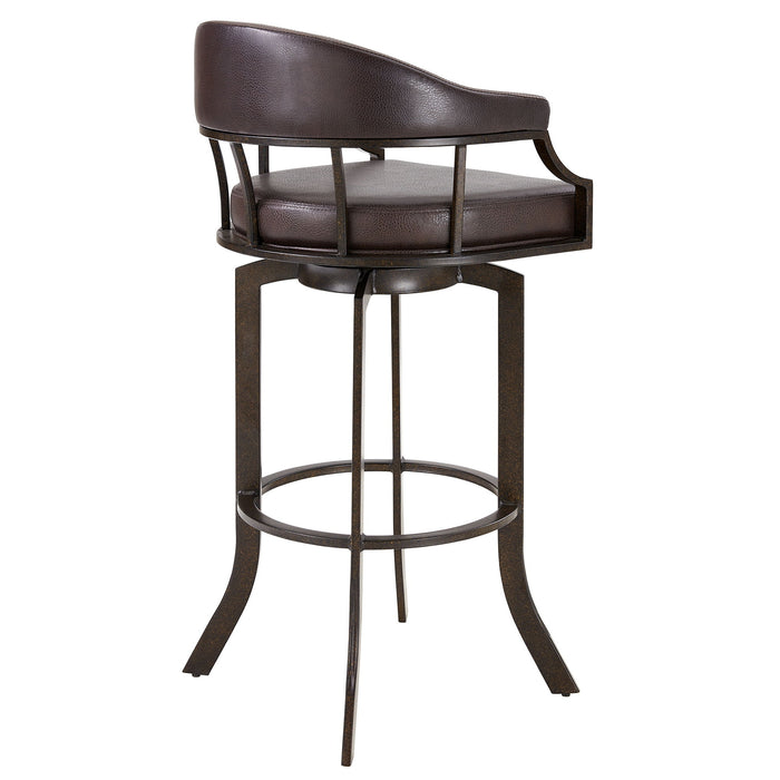 Pharaoh - Swivel Faux Leather Bar Stool - Brown Finish