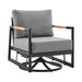Royal - Outdoor Patio Swivel Glider Lounge Chair - Black Aluminum And Teak Wood With Cushions