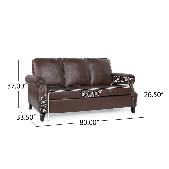 Contemporary 3 Seater Sofa With Nailhead Trim