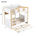 Full Over Full Bunk Bed With Storage Shelves And Trundle - White / Natural