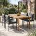 5 Piece Outdoor Patio Dining Set With Table, Chairs With Cushions - Gray / Light Teak