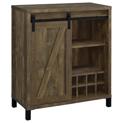 Arlington - Bar Cabinet With Sliding Door - Rustic Oak Sacramento Furniture Store Furniture store in Sacramento