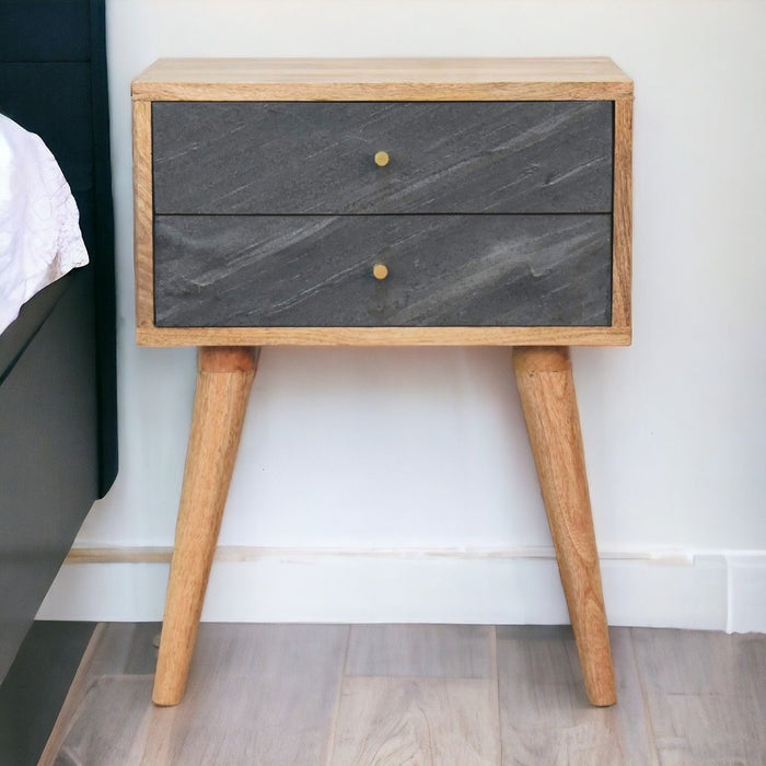 Slade - Bedside Table - Stone Gray