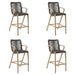 Brielle - Outdoor Light Eucalyptus Wood And Charcoal Rope Counter Height Stool Set