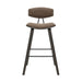Fox - Bar Height Curved Back Wood Bar Stool With Faux Leather Seat