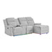 Ian - Power Reclining Chaise With LED Lighting, Pushback Design - Gray