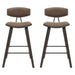 Fox - Counter Height Curved Back Wood Bar Stool With Faux Leather Seat