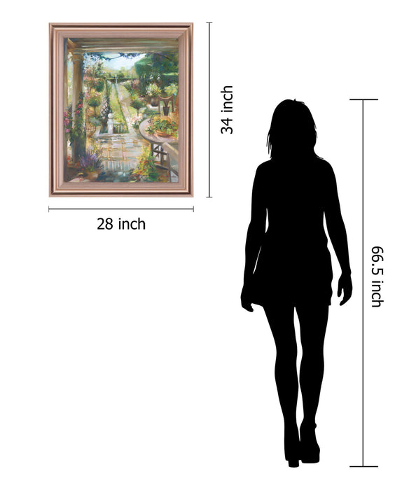 Sunlit Garden Retreat - 34" x 28" Framed Wall Art