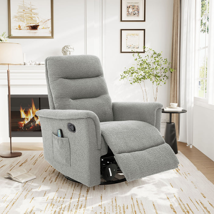 Manual Recliner Chair With 8 Point Massage And Swivel Function
