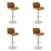 Brock - Adjustable Swivel Curved Back Wood Bar Stool With Faux Leather Seat