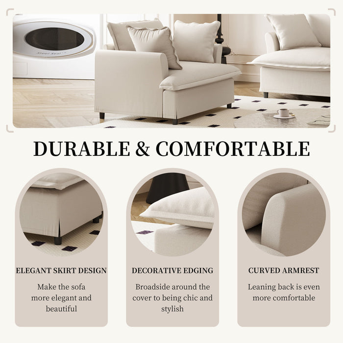 Oversized Single Seat Sofa Module For Modular Sectional Wide Seat, Armchair With Pillows Modern Upholstered Comfy Single Couch Lounge