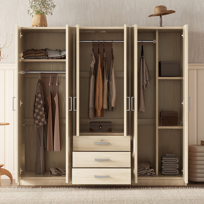 6 Doors Wardrobe Storage For Bedroom, With Big Drawers