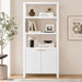 Modern Tall Storage Bookcase Cabinet With 2 Open Shelves & Double Doors