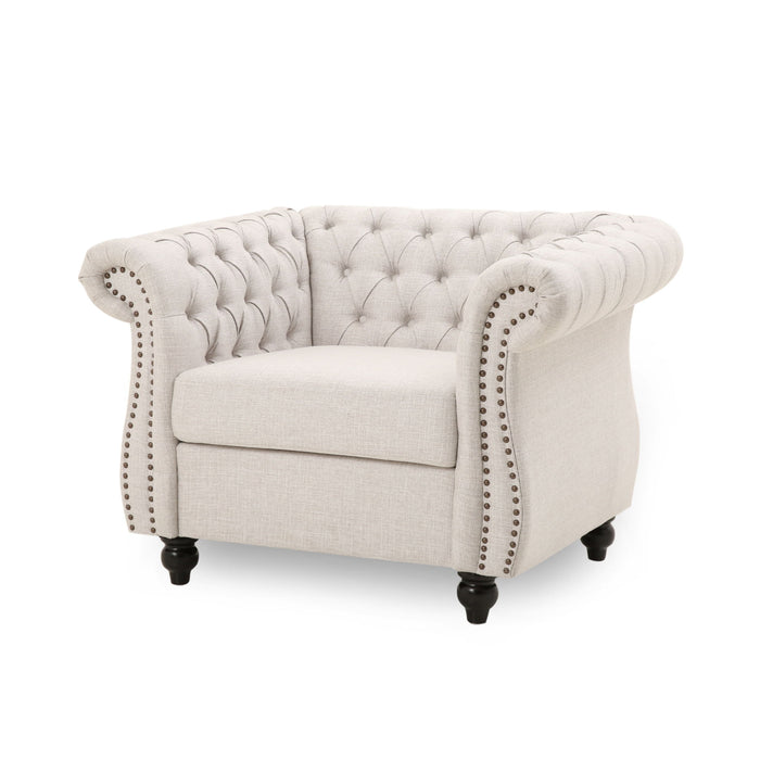 Nexuson - Upholstered Chesterfield Chair With Deep Tufted And Nailhead Trim