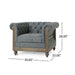 Fabric Upholstered Club Chair With Scrolled Tuxedo Arms - Charcoal
