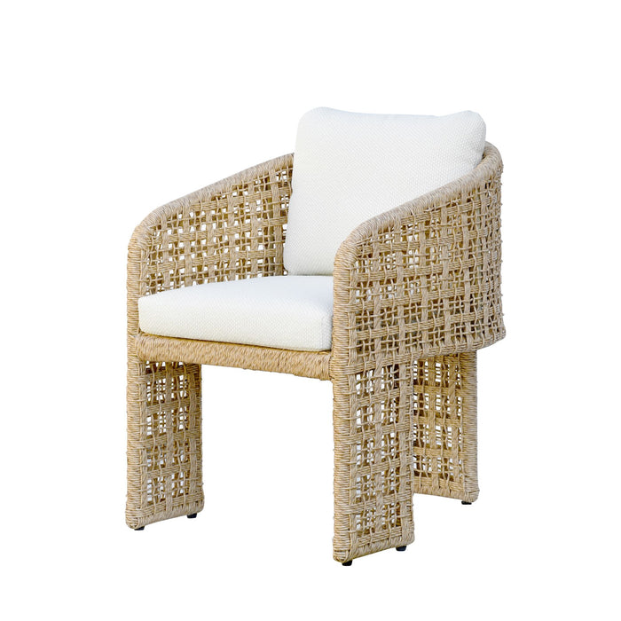 Driftbay - 7-Piece Coastal Rope Outdoor Dining Set - White / Natural