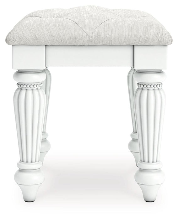 Kozlani - Vanity Upholstered Stool - White