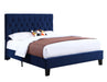 Queen Upholstered Bed - Blue - Fabric