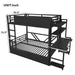 Full Gaming Bunk Bed With Desk, Two Storage Shelves And LED Light - Black