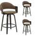 Daxton - Swivel Counter Height Round Back Wood Bar Stool With Faux Leather Seat