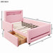 Upholstered Platform Bed With Drawer, LED Light Strip, USB Port