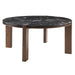 Estella - Round Dining Table With Natural Marble Top - Black Top & Walnut