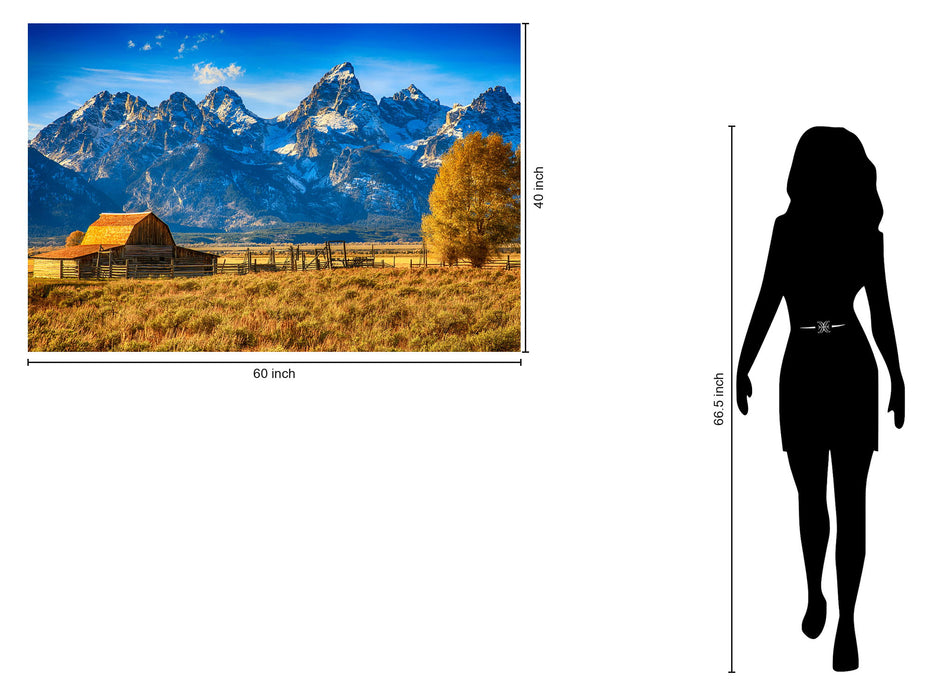 Tempered Glass With Foil - Mountainous Barn - Blue