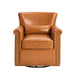 Swivel Accent Chair With Rolled Arm, Sewn Pillow Back, Nailhead Trim For Living Room