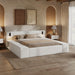 Upholstered Platform Bed Frame With Hidden Storage, Built-In Nightstands & LED Reading Lights