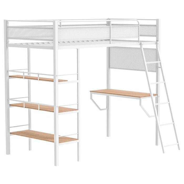 Campus - 3-Shelf Metal Twin Workstation Loft Bed